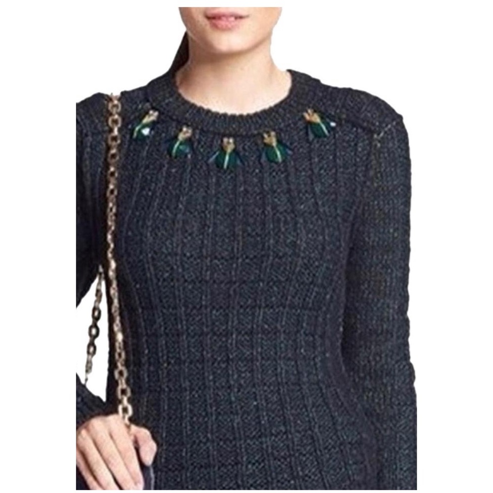 Tory Burch green metallic bee sweater. New with tags. 425 retsil